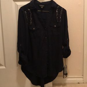 New with tags Black Metallic Mayhem Blouse
